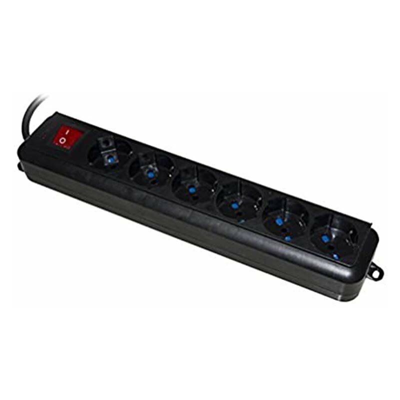 foto del prodotto presa multipla 6 schuko con interruttore cavo 1,5mt nera