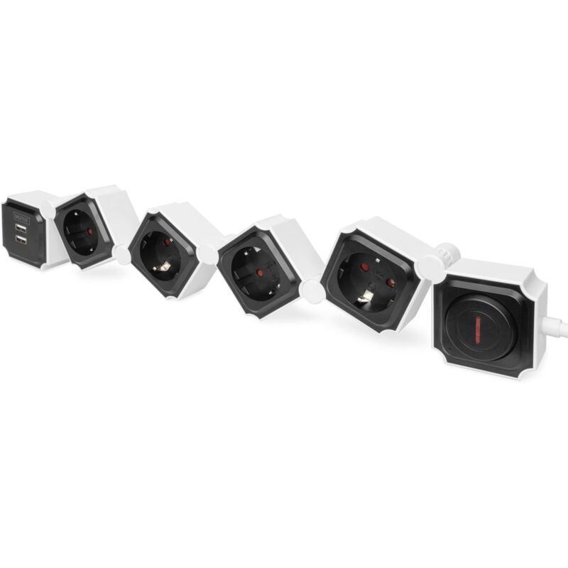 foto del prodotto presa multipla flessibile da 4 con 2 attacchi usb e interruttori