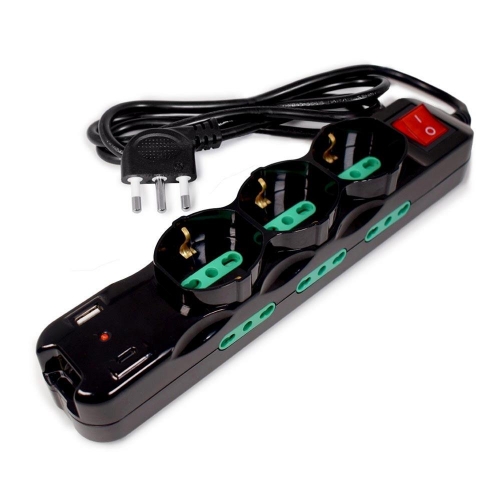 foto del prodotto presa multipla tecnoware 3 schuko 6 italia 10 16a 1 usb a 1 usb c int