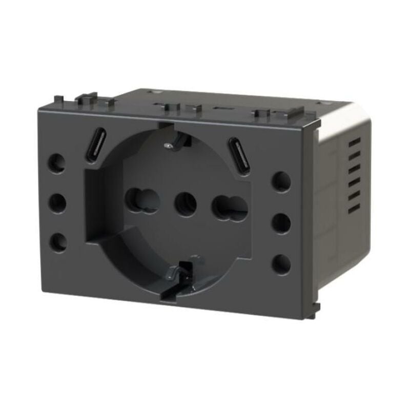 foto del prodotto presa multistandard 4box usb p503 compatibile bticino livinglight nero 4busbp503.l
