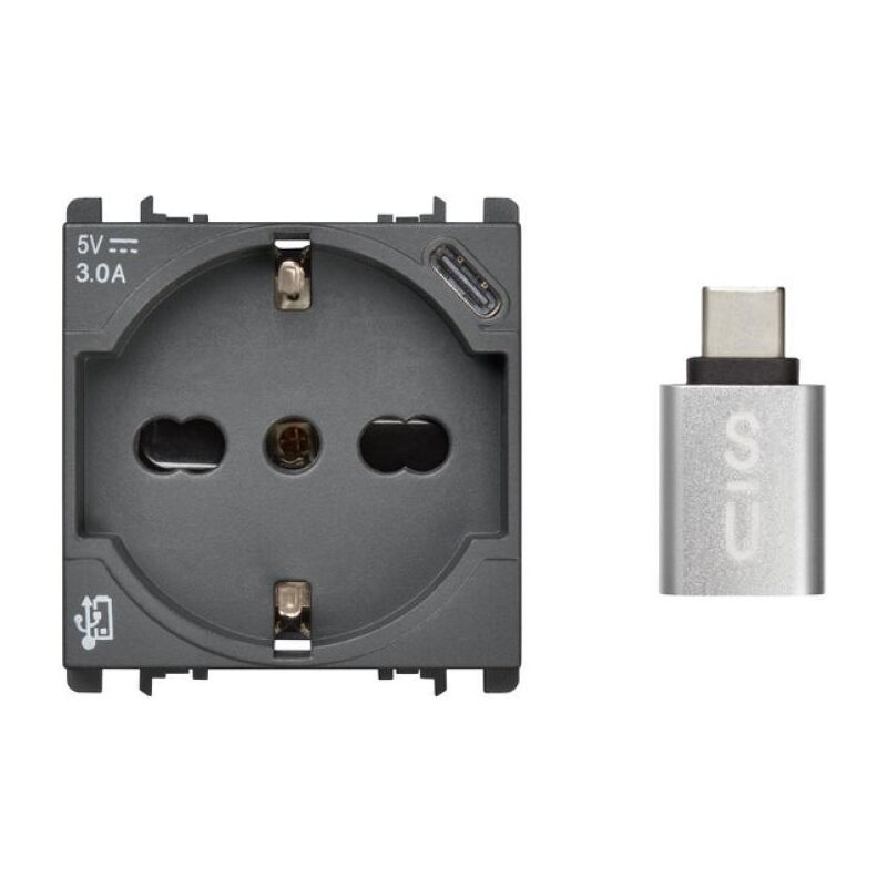 foto del prodotto presa p40 usb-c urmet nea 2 moduli max 3a antracite - 10312 2