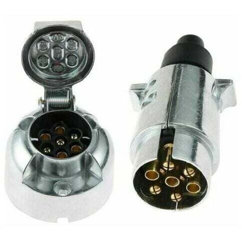 foto del prodotto presa per rimorchio in metallo maschio a 7 pin e presa per rimorchio in metallo femmina a 7 pin, adattatore presa per rimorchio a 7 pin 12v spina per