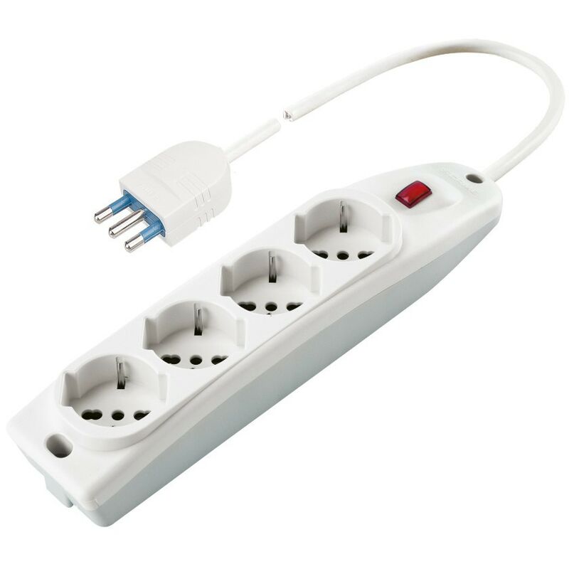 foto del prodotto presa quadrupla 2p t con interruttore 1,5m bianco