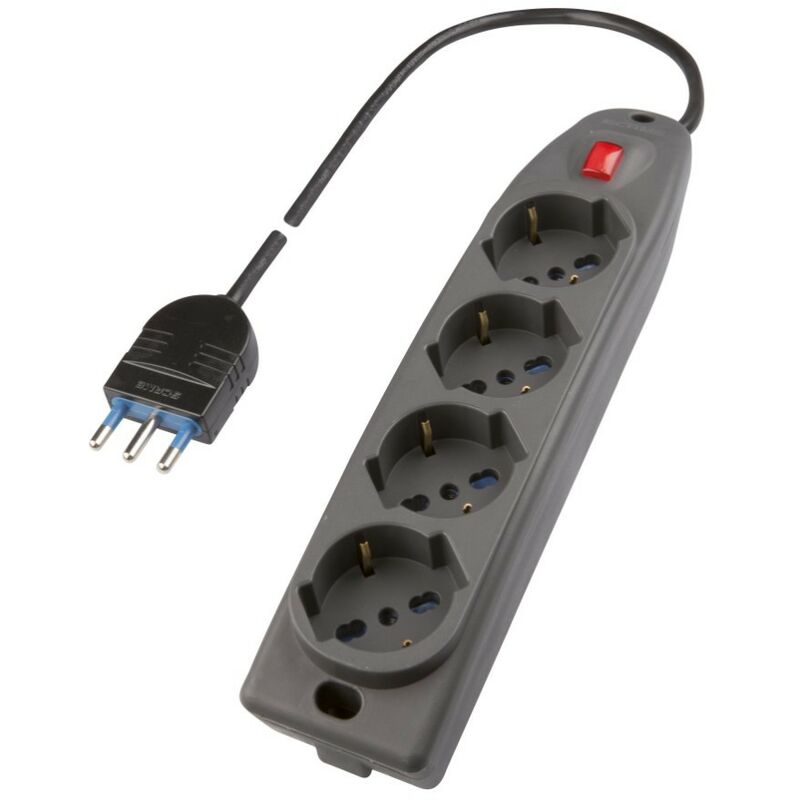 foto del prodotto presa quadrupla 2p t con interruttore 1,5m nero