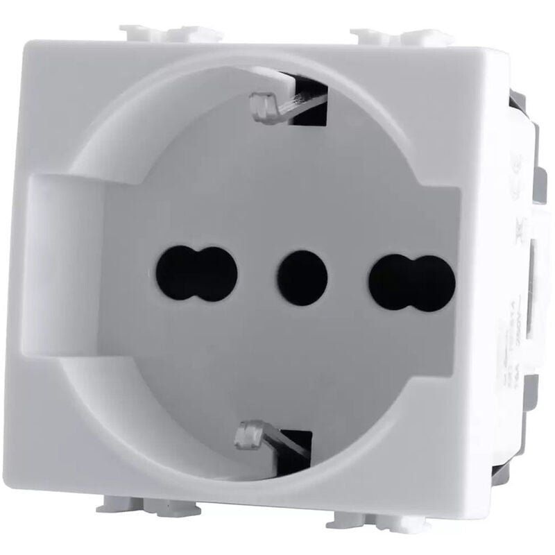 foto del prodotto presa schuko 10 16a compatibile con matix prese spina tedesca 2p gruppo di continuità ups cassetta 503 bianco