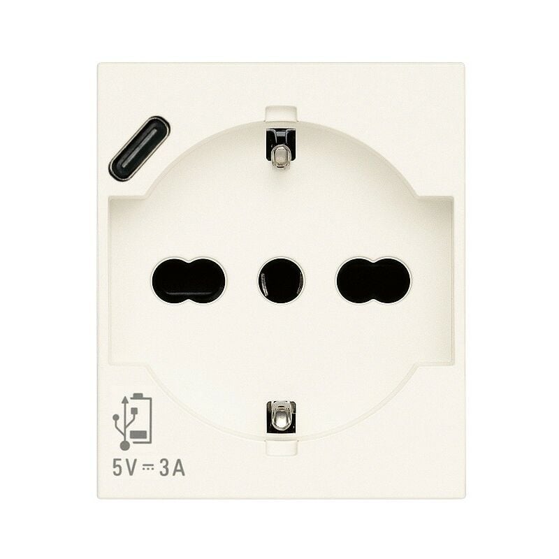 foto del prodotto presa schuko 16a con usb tipo c 3a 2p t vimar linea bianca 30210.usbb