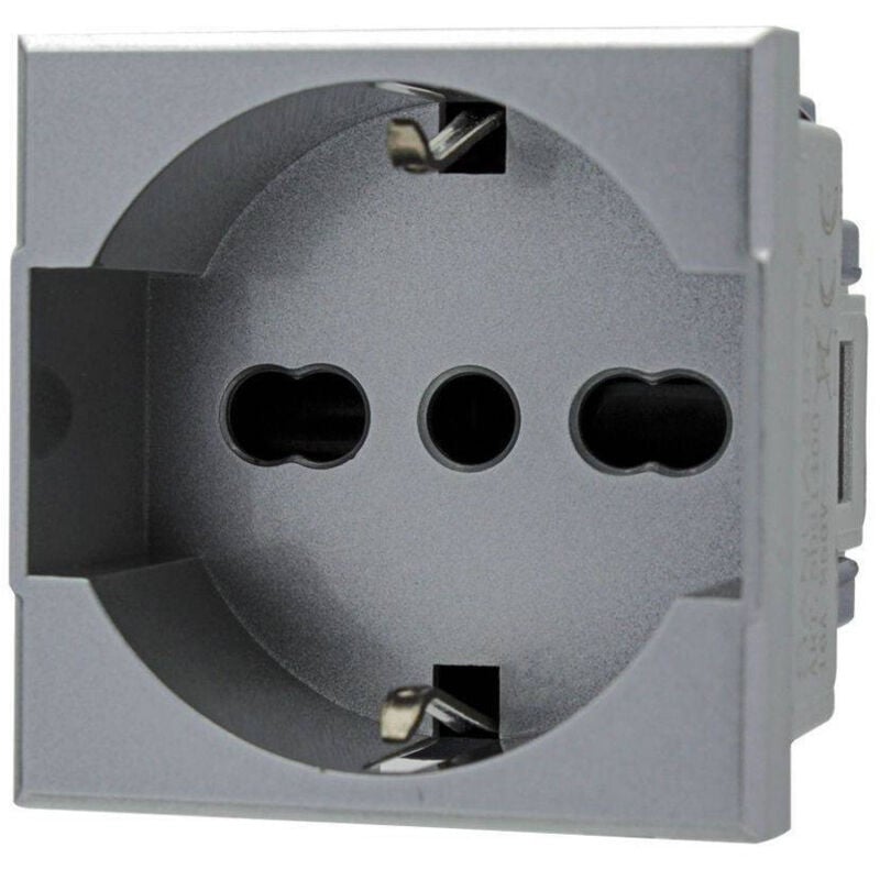 foto del prodotto presa schuko 2p t 16a silver compatibile bticino axolute sd21400t trade shop traesio