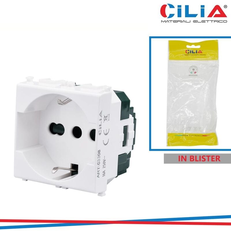 foto del prodotto presa schuko 2p t vmr pln bianco cilia