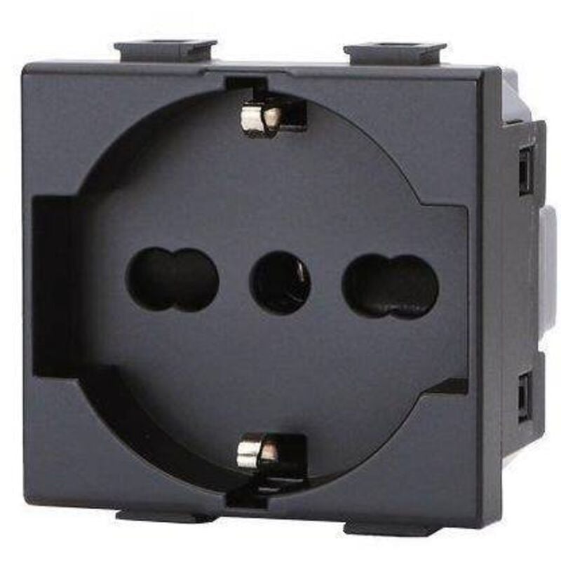 foto del prodotto presa schuko + sicurezza abm nero volt 250 a 10/16 2p+t
