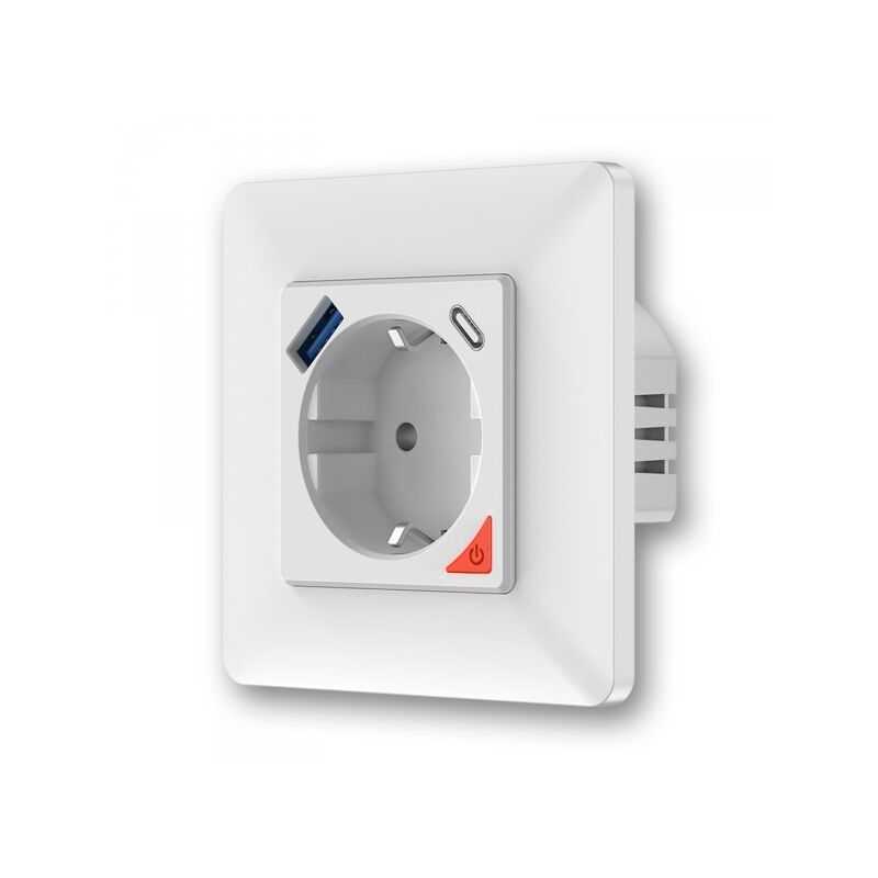 foto del prodotto presa schuko wifi con caricatore usb c pd 20w usb a 3,0 per supporto tedesco francese 502 italiano