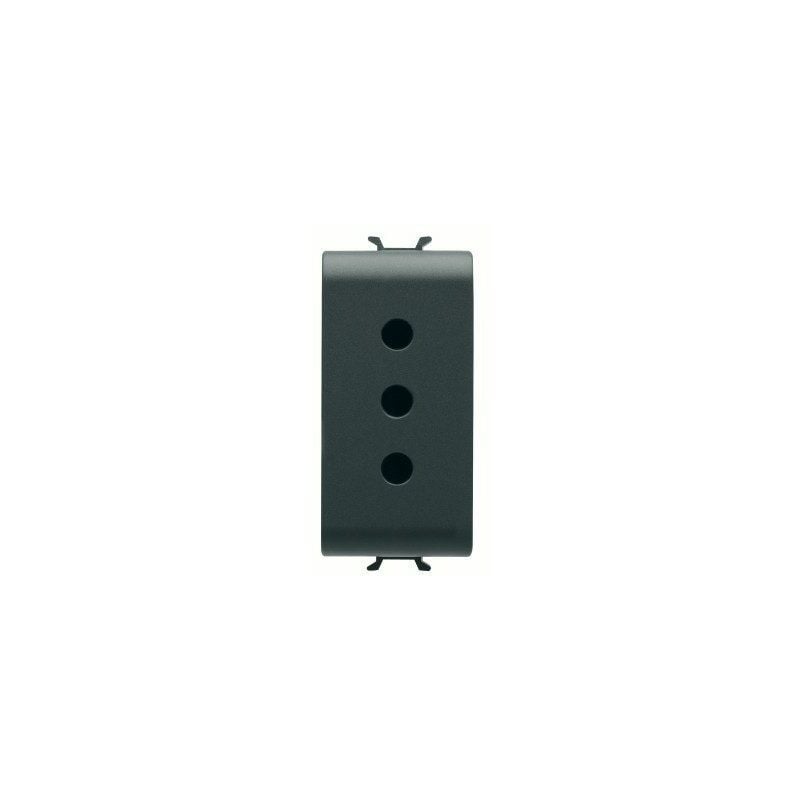 foto del prodotto presa standard italiano 250v ac 2p t 10a 1m nero satinato chorusmart gw12201