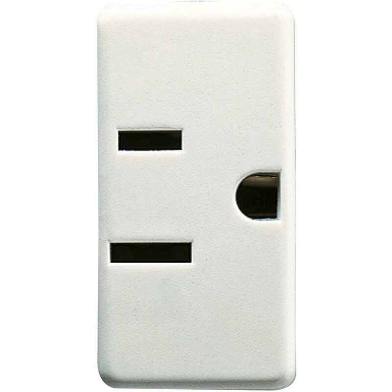 foto del prodotto presa standard usa 250 125v ac 2p t 15a 125v spinotti piatti paralleli orizzontali 1 modulo system white