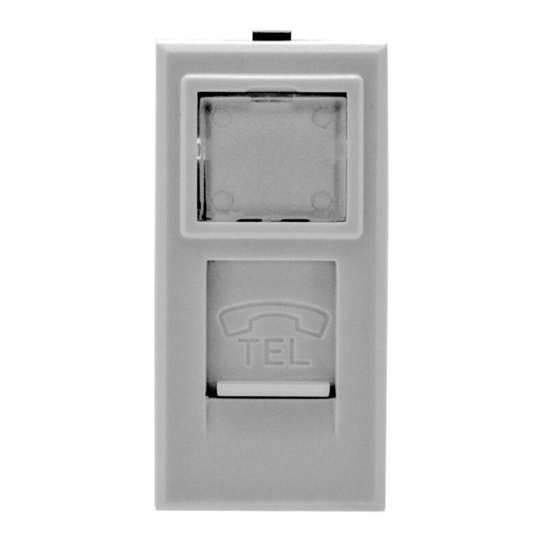 foto del prodotto presa telefonica plug rj11 bianco con coperchio compatibile bticino axolute trade shop traesio