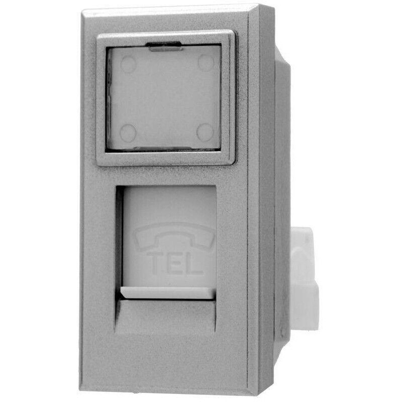 foto del prodotto presa telefonica plug rj11 silver coperchio compatibile bticino axolute trade shop traesio