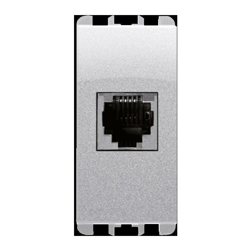 foto del prodotto presa telefonica rj11 6 4 1 modulo, alluminio urmet 10411al