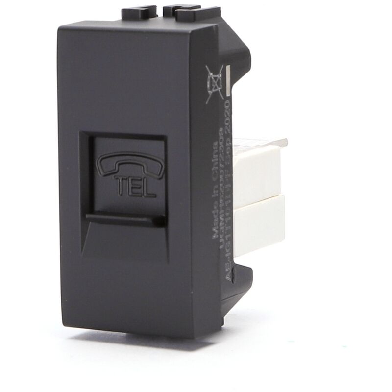foto del prodotto presa telefonica rj11 nera compatibile anche con bticino livinglight