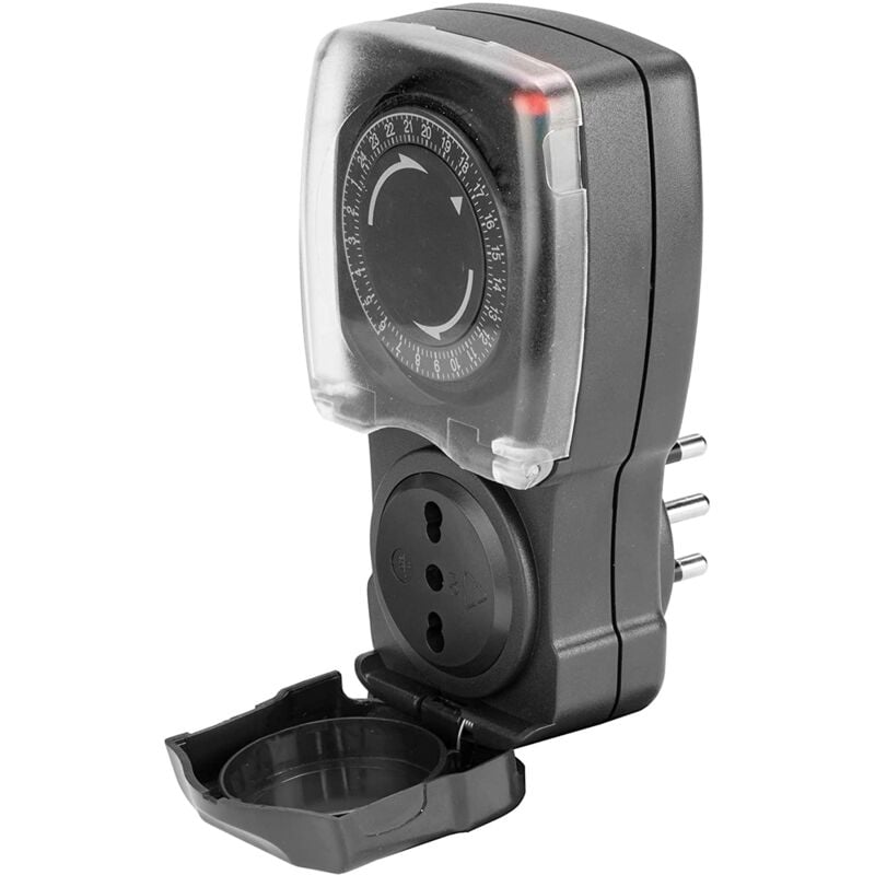 immagine 0 del prodotto presa temporizzata programmatore timer giornaliero per esterni impermeabile ip44 spina grande 16 a e presa bivalente 10 16a carico max