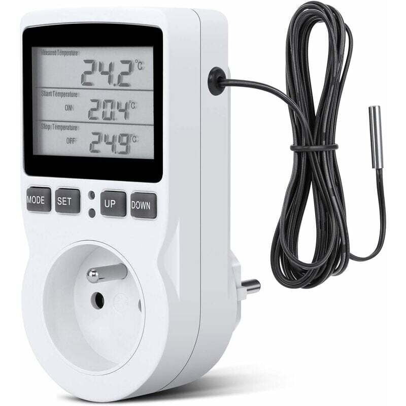 foto del prodotto presa termostato, presa timer digitale, presa digitale programmabile con sensore, timer digitale programmabile, presa termostato riscaldamento per
