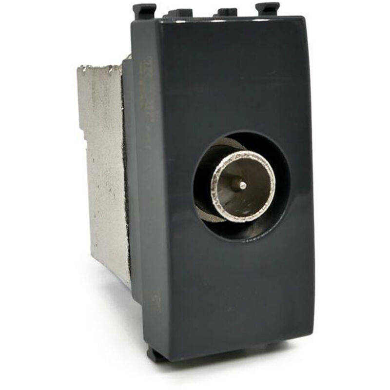 foto del prodotto presa tv derivata compatibile con vimar plana connettore maschio prese da incasso per moduli nero