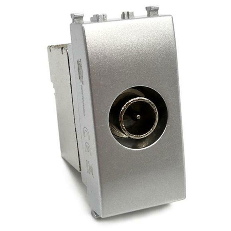foto del prodotto presa tv derivata compatibile con vimar plana connettore maschio prese da incasso per moduli silver