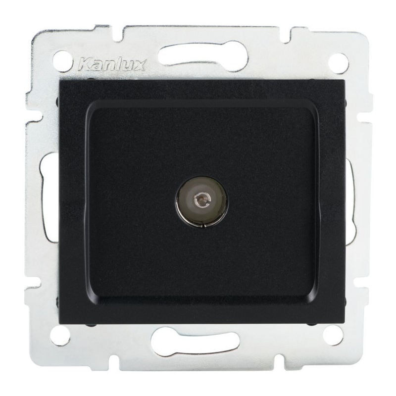 foto del prodotto presa tv di passaggio incorporata 1 uscita abs nero matt 71x71mm