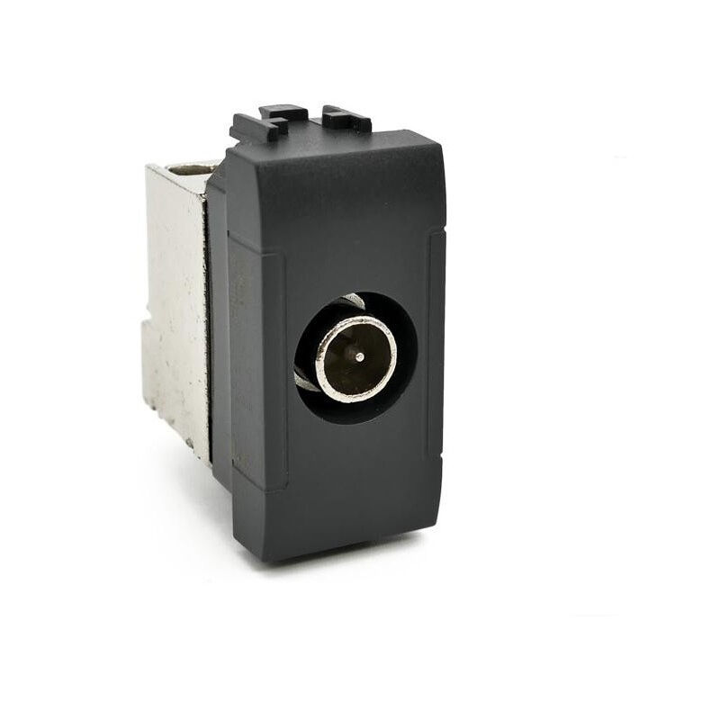 foto del prodotto presa tv passante compatibile con vimar plana connettore maschio prese da incasso per moduli nero