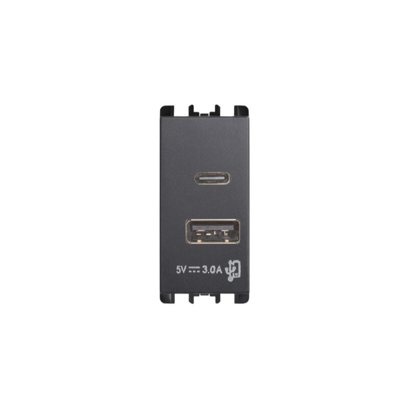 foto del prodotto presa urmet nea usb a usb c 15w 1 modulo antracite 10331