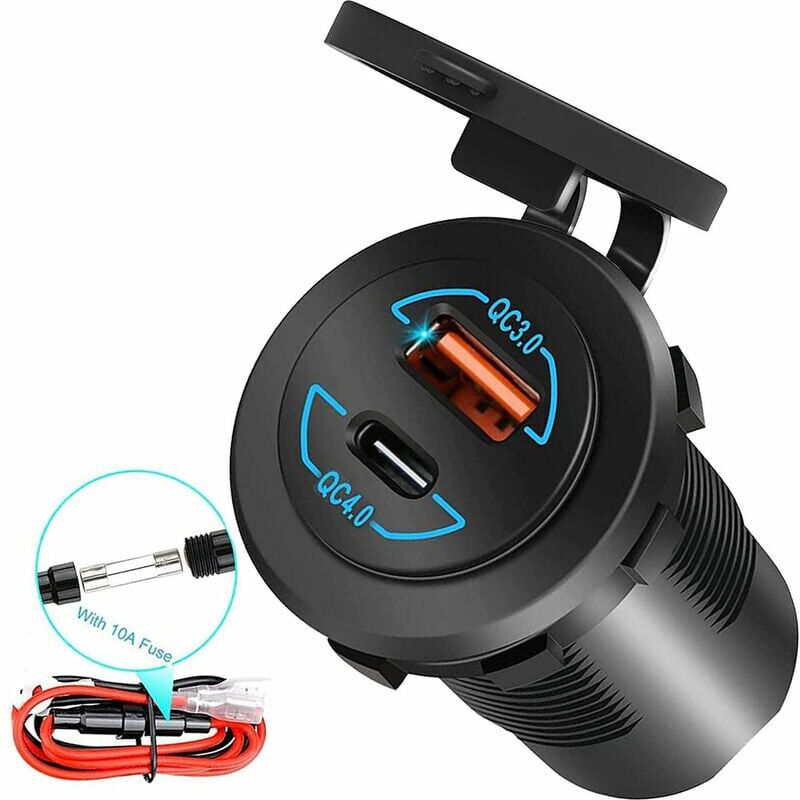 foto del prodotto presa usb 12v quick charge 4.0 pd tipo c e quick charge 3.0 presa di ricarica usb, presa di corrente per auto 12v 24v presa impermeabile per auto,