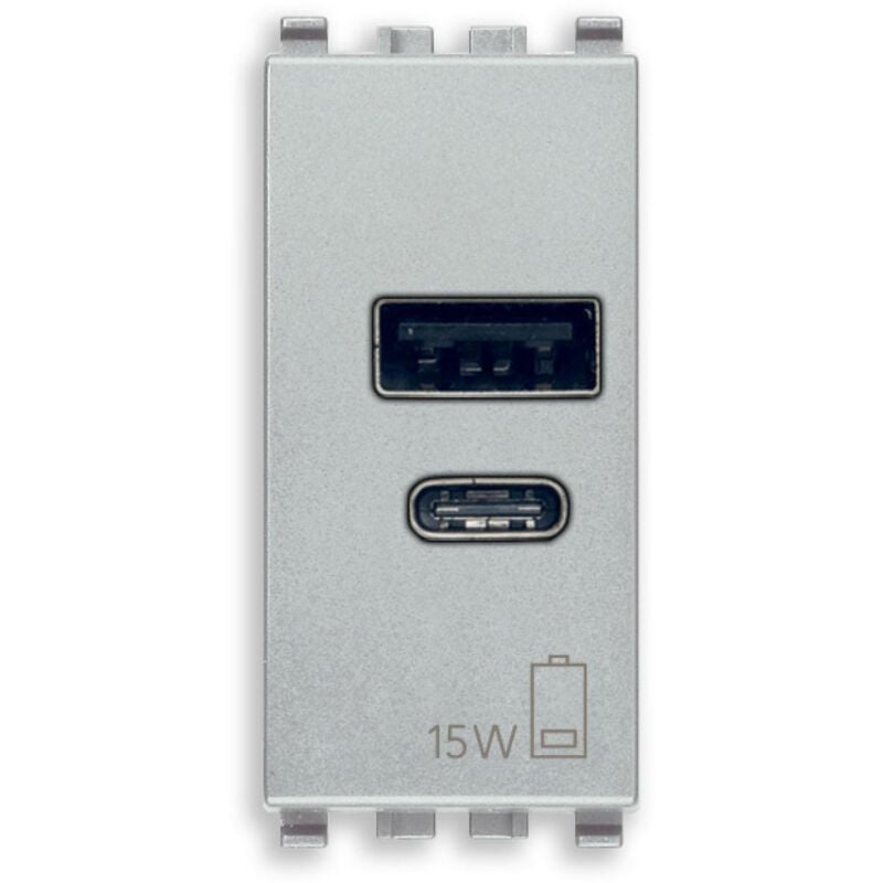 foto del prodotto presa usb-a c vimar eikon 1 modulo 15w argento - 20292.ac.15.n