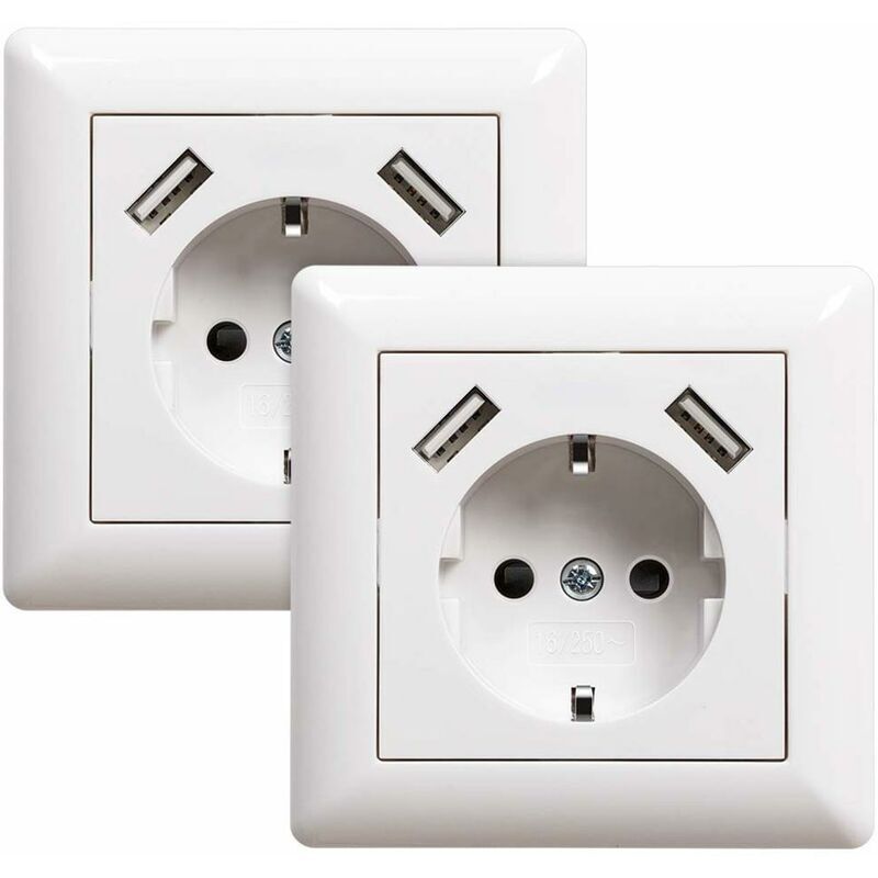 foto del prodotto prese con porta usb max. presa da incasso a muro con presa usb bianco system 55 bianco lucido