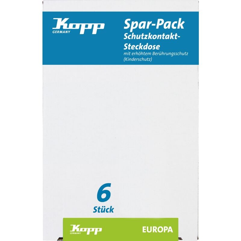 foto del prodotto prese di corrente europa con contatto di terra e maggiore protezione dei contatti, confezione professionale da 6, 117913080 kopp