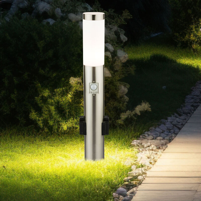 foto del prodotto prese di luce per esterni lampada da terra da giardino sensore di movimento in acciaio inossidabile in un set con lampadine a led