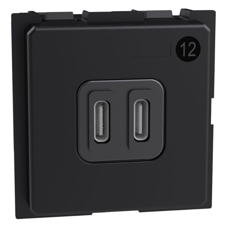 foto del prodotto prese usb c bticino living now 2x30w 2 moduli nero k4293cc