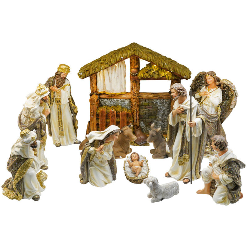 foto del prodotto presepe nativit 12 pezzi 30 cm con capanna bianco