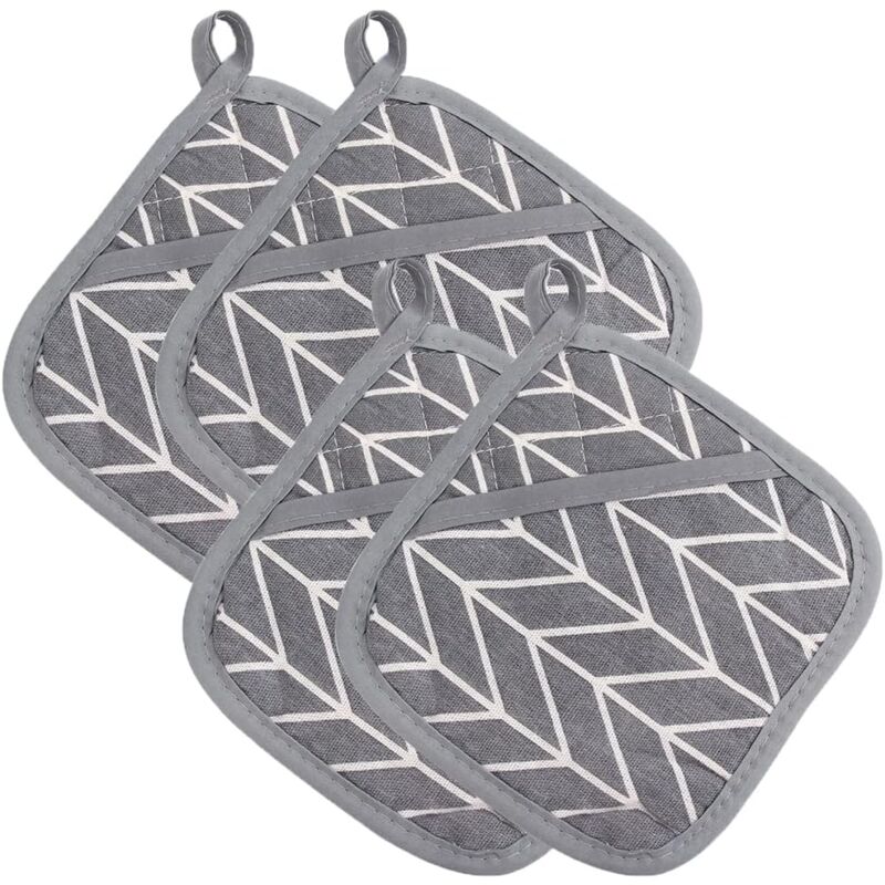 foto del prodotto presine da cucina antiscivolo in cotone, resistenti al calore, quadrate, per cucinare e cuocere al forno, colore grigio 1717 cm sollbry