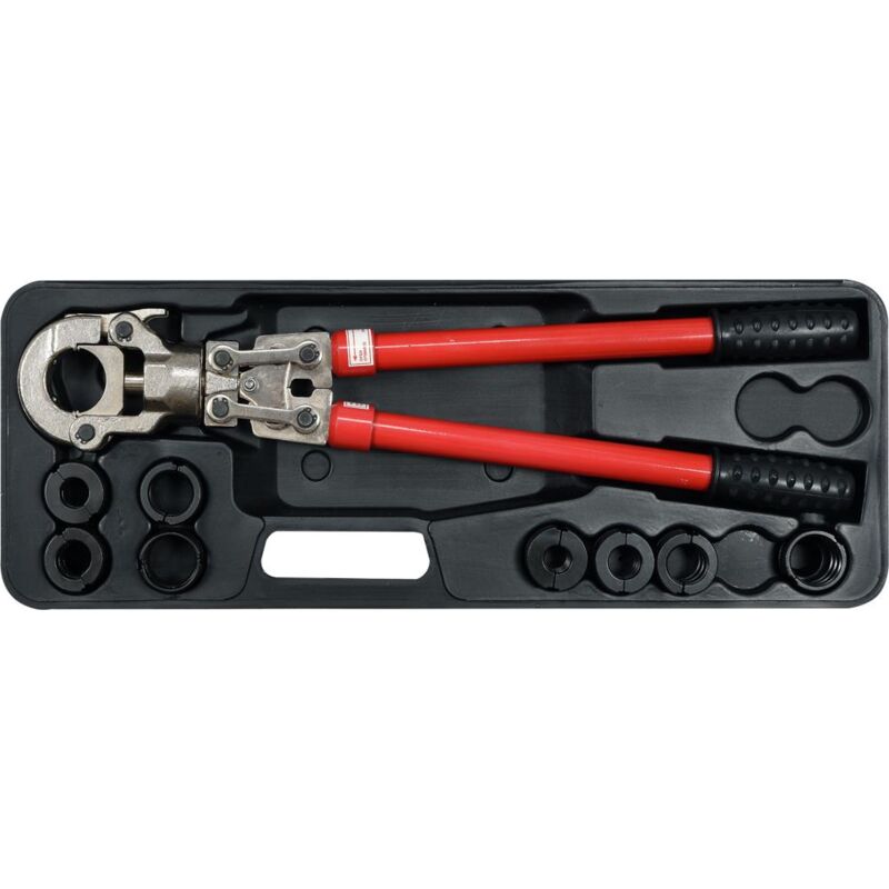 foto del prodotto pressa idraulica manuale per crimpare raccordi pex al pex con set di 8 matrici yt 21735 yato