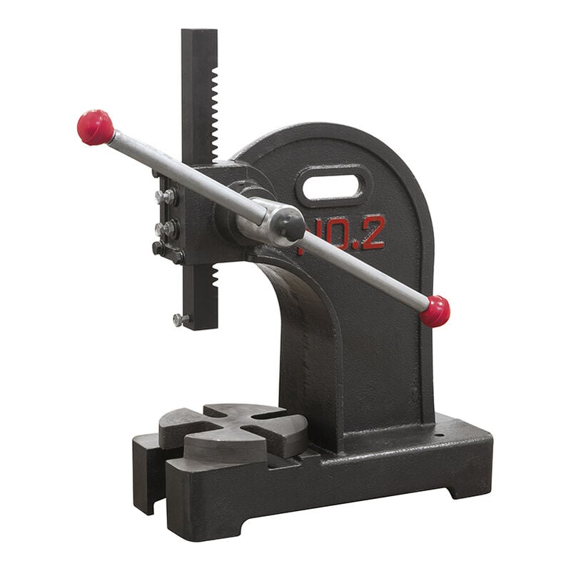 foto del prodotto pressa manuale a cremagliera da banco fervi p022 20 con tavola girevole estraibile forza 20000n