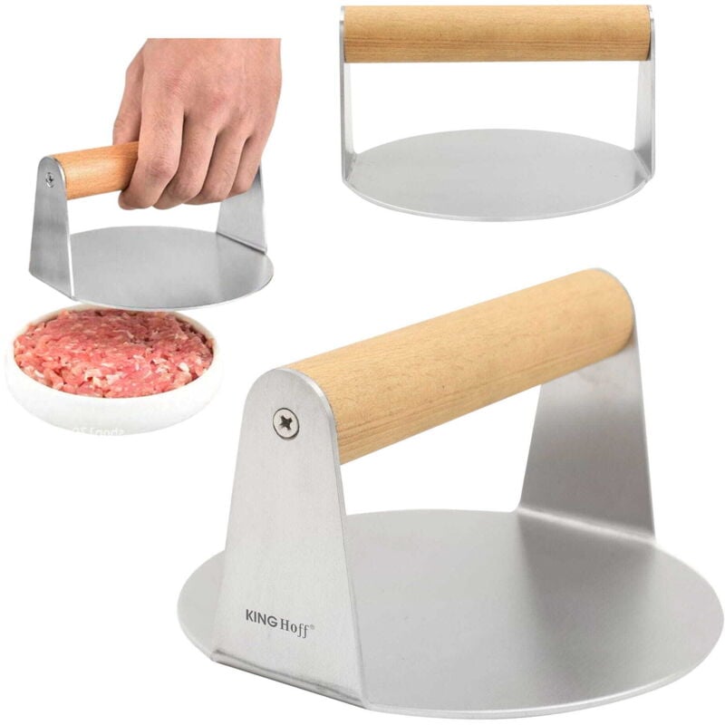 foto del prodotto pressa per hamburger in acciaio inossidabile kinghoff kh 1878 14 cm
