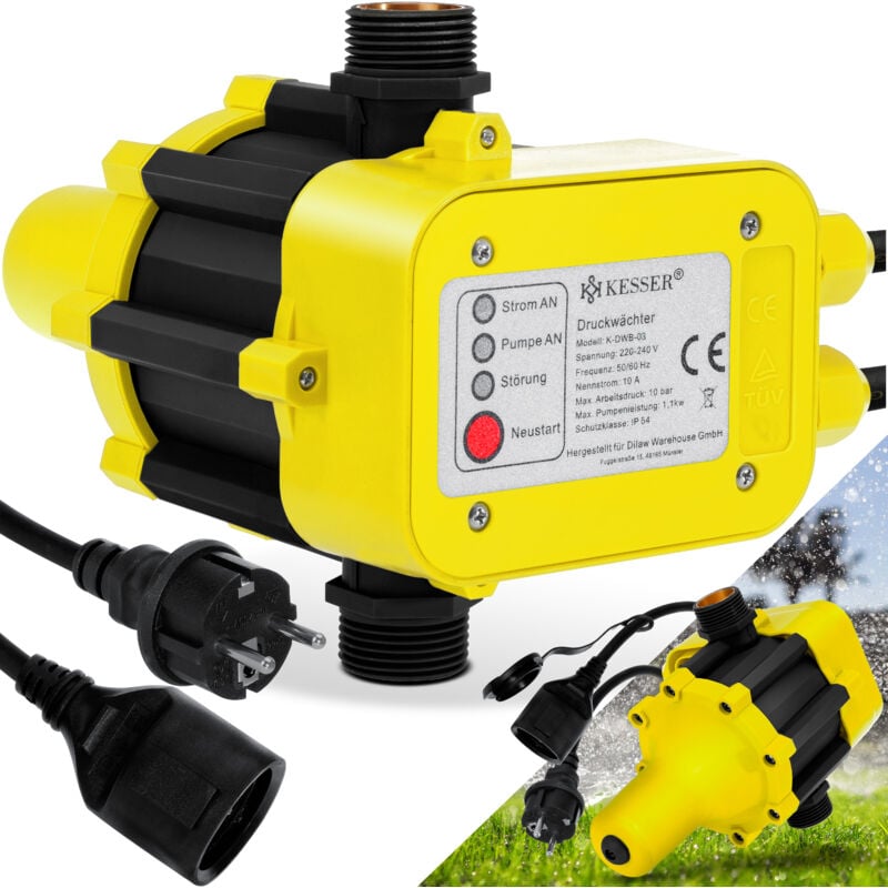 foto del prodotto pressostato pressostato controllo pompa irrigazione giardino con cavo giallo kesser