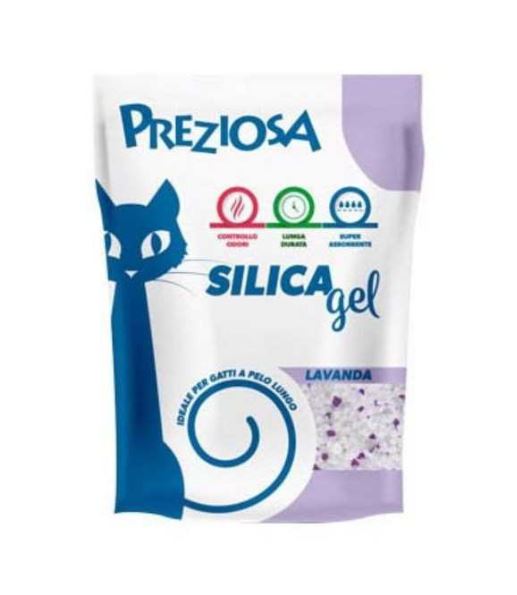 foto del prodotto preziosa gatto lettiera igienica silica gel lavanda 4 kg