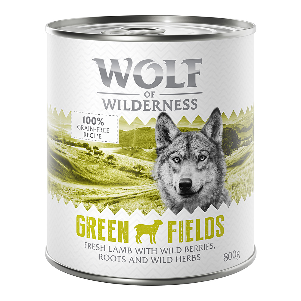 foto del prodotto prezzo speciale 6 x 800 g wolf of wilderness alimento umido per cani adult green fields agnello