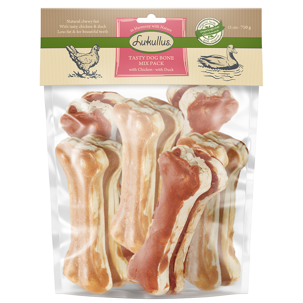 foto del prodotto prezzo speciale 750 g lukullus ossi big pack ossi mix pollo anatra 15 cm 