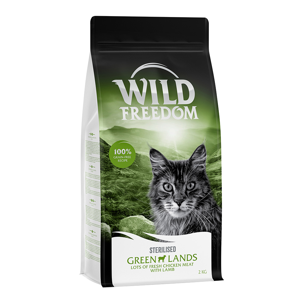 foto del prodotto prezzo speciale wild freedom 2 kg crocchette senza cereali per gatti adult green lands agnello sterilised