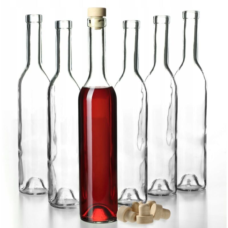 foto del prodotto primavera bottiglie di vetro con tappo in sughero, trasparenti, riempibili, per bevande fatte in casa, riutilizzabili, 0,5 l, confezione da 6 - kadax