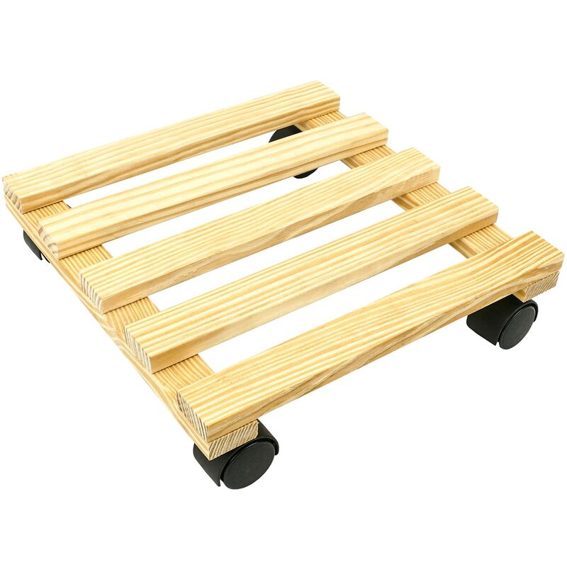 foto del prodotto primematik piattaforma quadrata in legno. carrello con ruote 30 cm