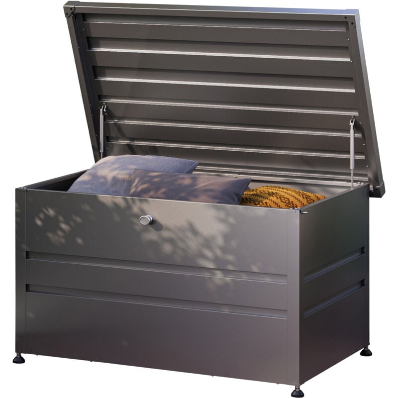 foto del prodotto primeyard® cassapanca da esterno 132x64x72 cm baule da esterno metallo antracite impermeabile