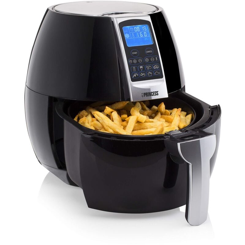 foto del prodotto princess friggitrice ad aria calda xl 182020, 1500 w, 3.2 litri, airfryer senza bpa, 8 programmi di cottura, griglia inclusa, nero argento