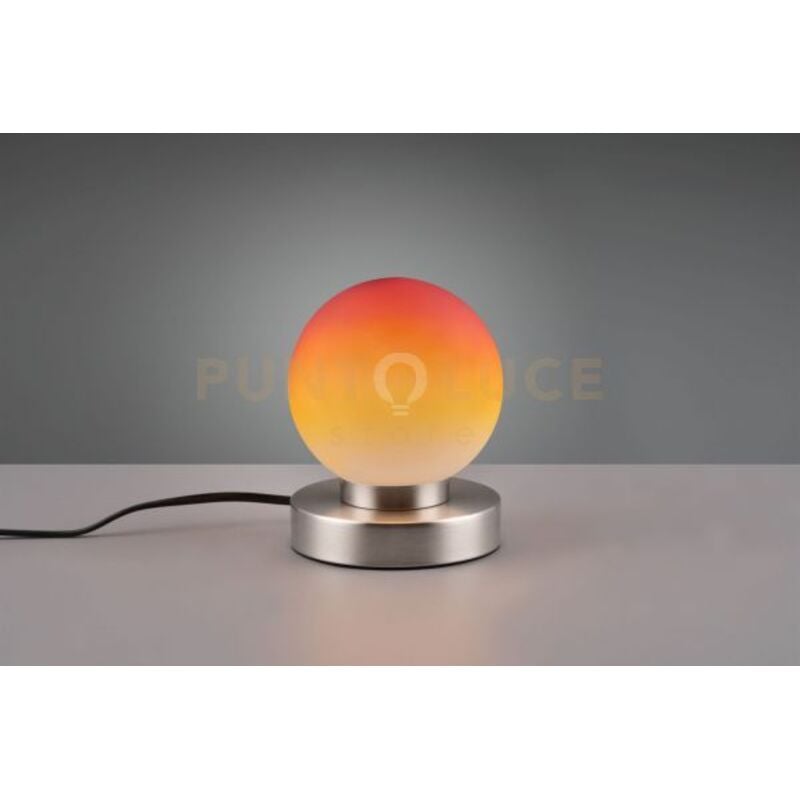 foto del prodotto prinz ii lampada acciaio e sfera colorata arancione h 15cm 1 luce attacco e14