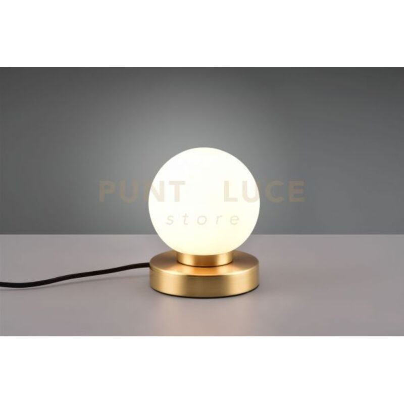 foto del prodotto prinz ii lampada ottone satinato e sfera bianca h 15cm 1 luce attacco e14