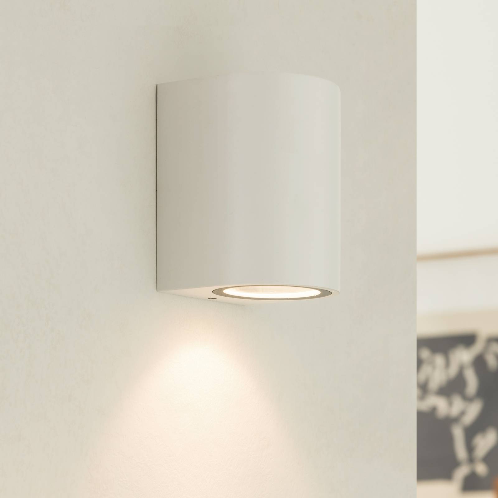 foto del prodotto prios applique da esterno tetje, bianco, rotondo, 10 cm